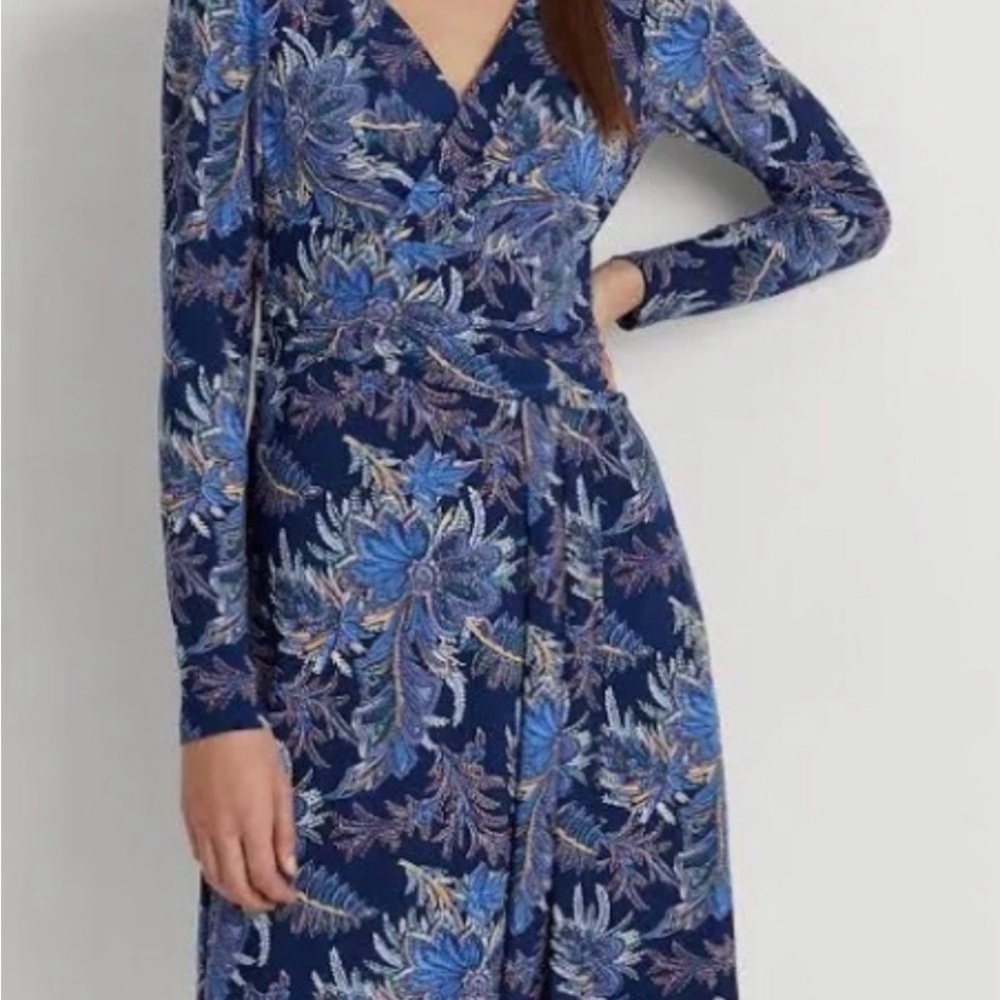 Ralph Lauren Navy and Red Patterned Dress